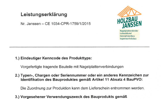 Erweiterte Leistungserklärung 2015